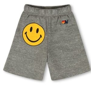 Aviator Nation Gray Kids Shorts with Smiley Face